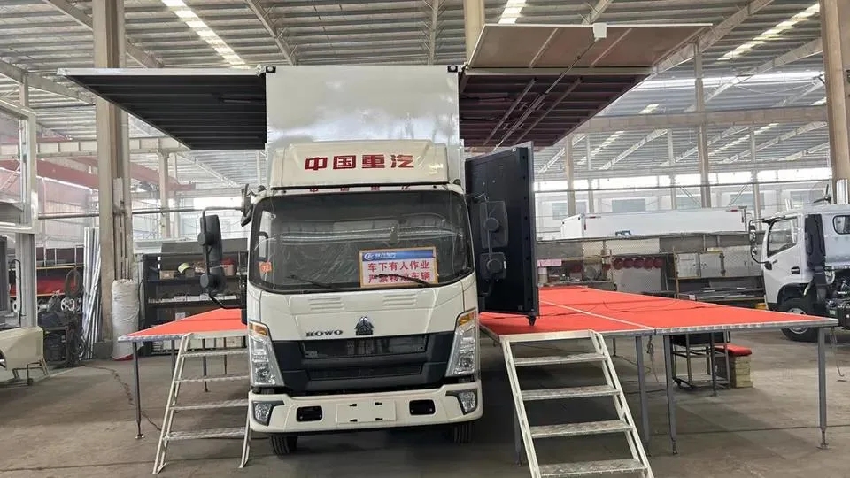 HOWO LED Display Screen Wingspan Hydraulic Folding Stage Mobile Stage Truck