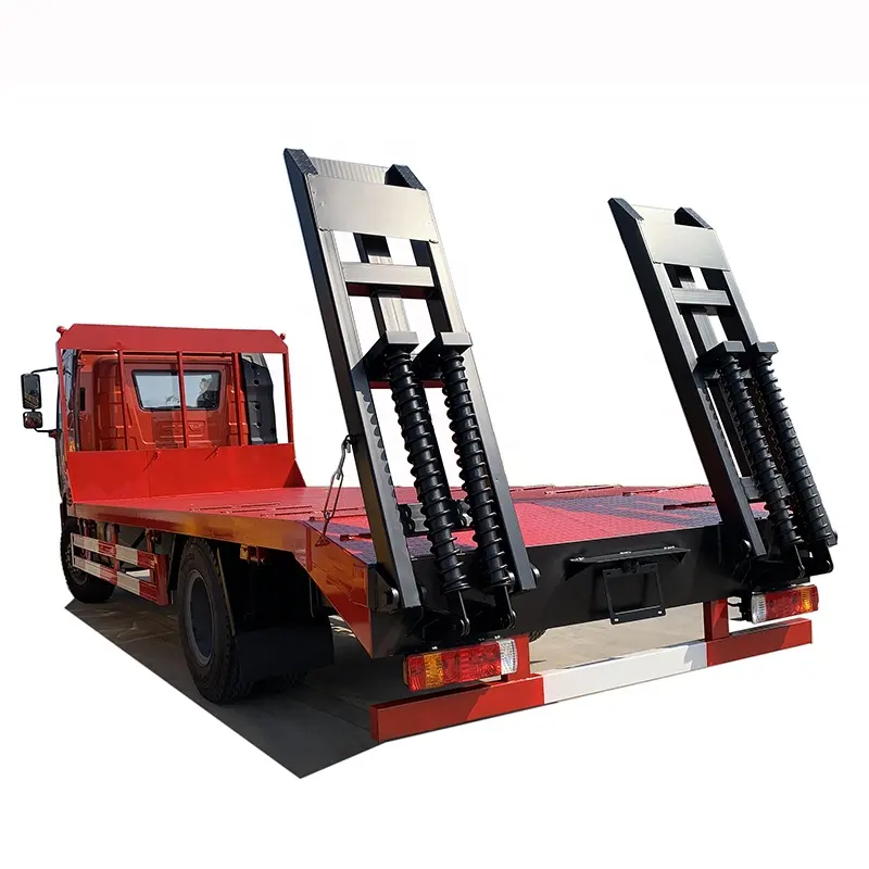 FAW 4X2 6 Wheels Flat Bed Truck with Rear Climb Ladder for Bulldozer Excavator Forklift