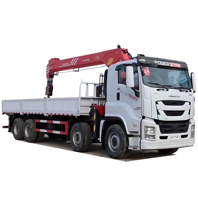 ISUZU GIGA Right Hand 8X4 12Wheels Cargo Truck with 18tons 4 Arm Sany Palfinger Mobile Crane Truck