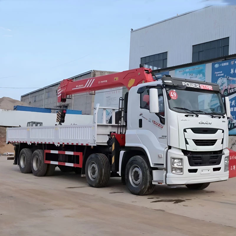 ISUZU GIGA Right Hand 8X4 12Wheels Cargo Truck with 18tons 4 Arm Sany Palfinger Mobile Crane Truck