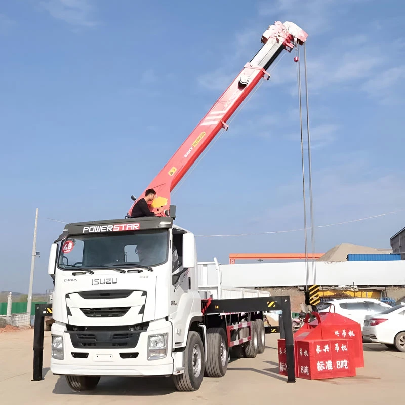 ISUZU GIGA Right Hand 8X4 12Wheels Cargo Truck with 18tons 4 Arm Sany Palfinger Mobile Crane Truck