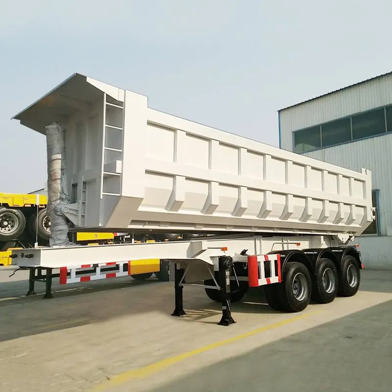 3 Axles 60 Tons Dump Semi Trailer Hydraulic Rear Tipping Trailer