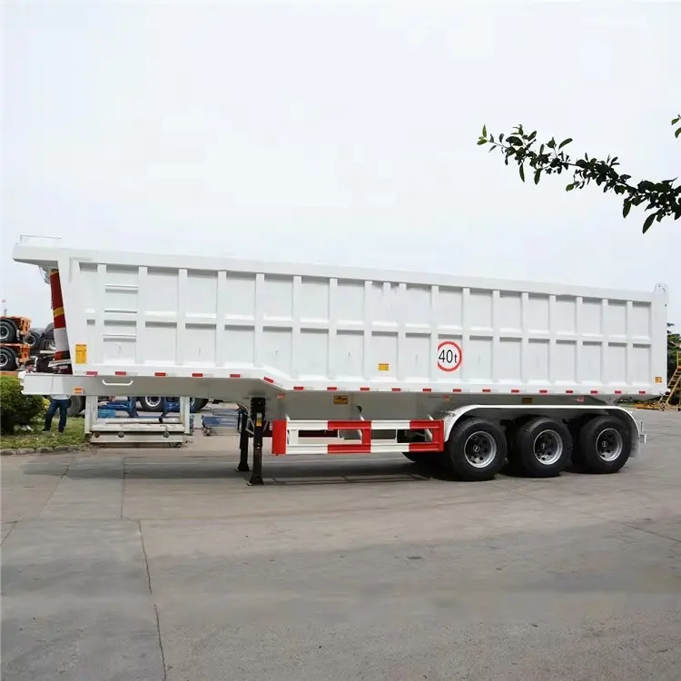 3 Axles 60 Tons Dump Semi Trailer Hydraulic Rear Tipping Trailer