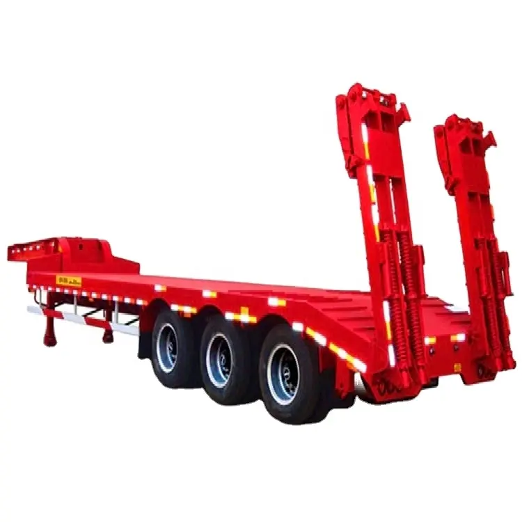 3 Axle Low Bed Heavy Equipment Cargo Transportation Truck Semi Trailer