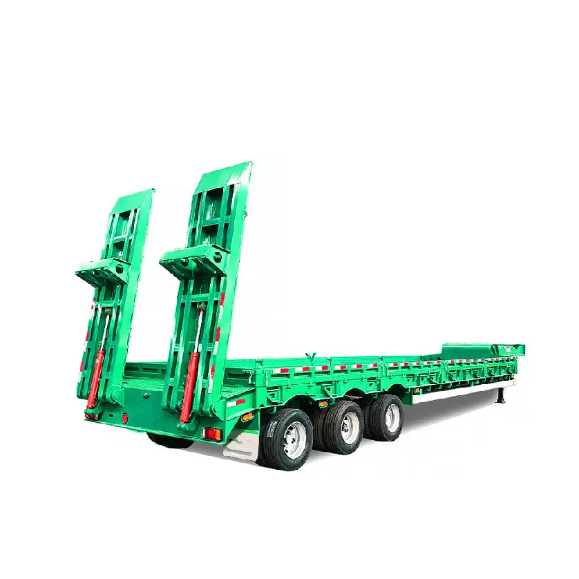 3 Axle Low Bed Heavy Equipment Cargo Transportation Truck Semi Trailer