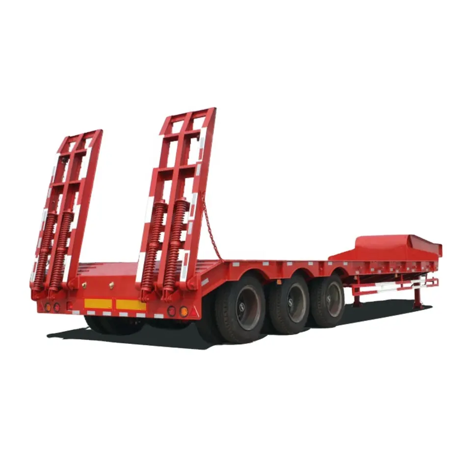 3 Axle Low Bed Heavy Equipment Cargo Transportation Truck Semi Trailer