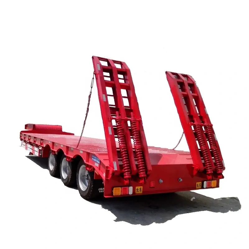 3 Axle Low Bed Heavy Equipment Cargo Transportation Truck Semi Trailer