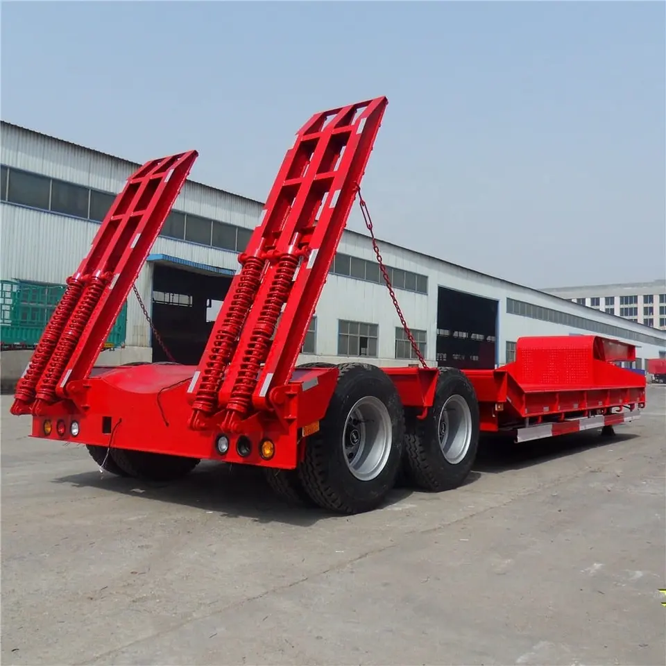 2 Axles Lowbed Semi Trailer for Construction Machines