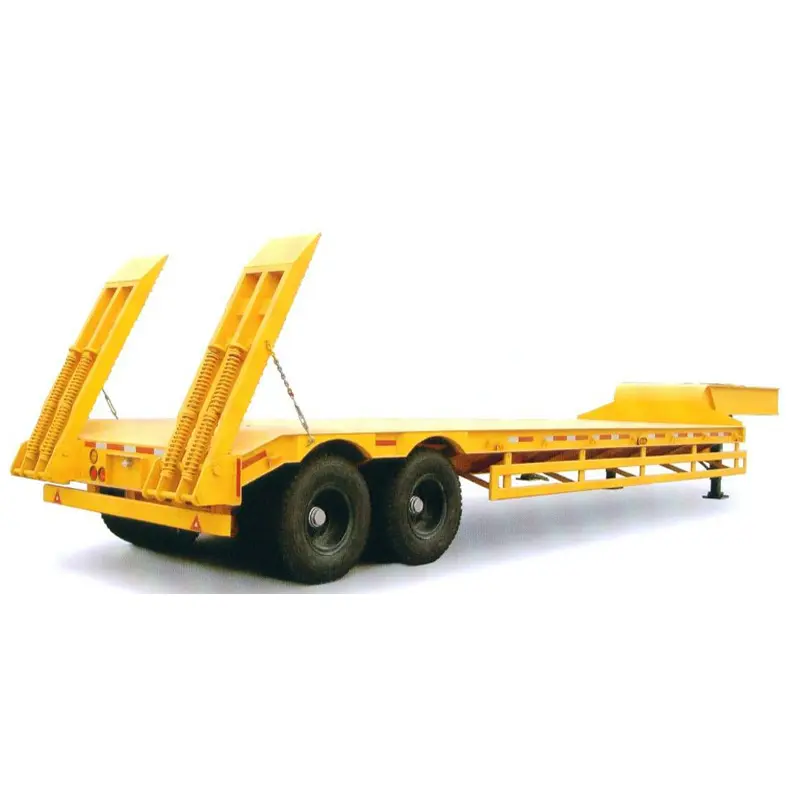 2 Axles Lowbed Semi Trailer for Construction Machines