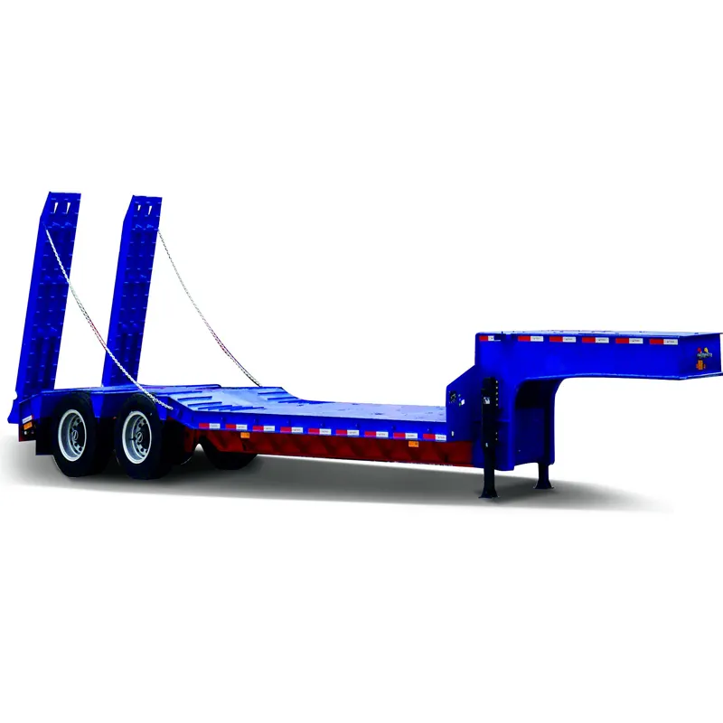 2 Axles Lowbed Semi Trailer for Construction Machines
