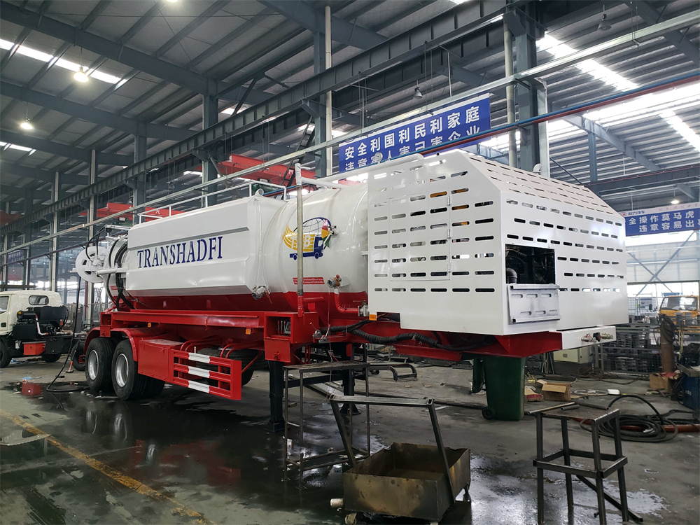 2 Axles 25cbm 25000 Liters sewer jetting cleaner trailer with Diesel Generator