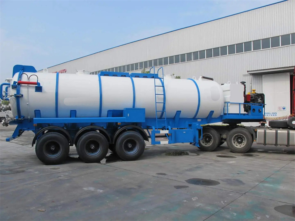 3 Axles 28cbm 28000 Liters Pressure Vacuum Tanker Truck Trailers with Diesel Generator