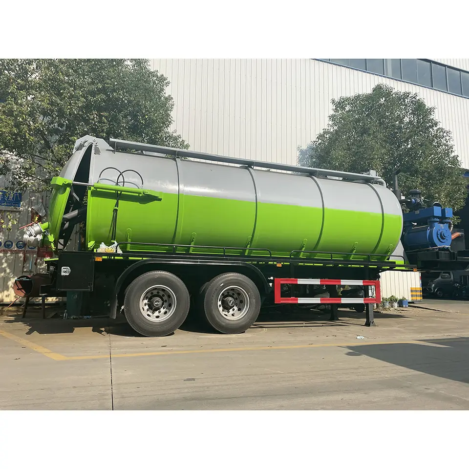 2 Axles 26cbm 26000 Liters Vacuum Sewage Suction Tank Trailers with Diesel Generator