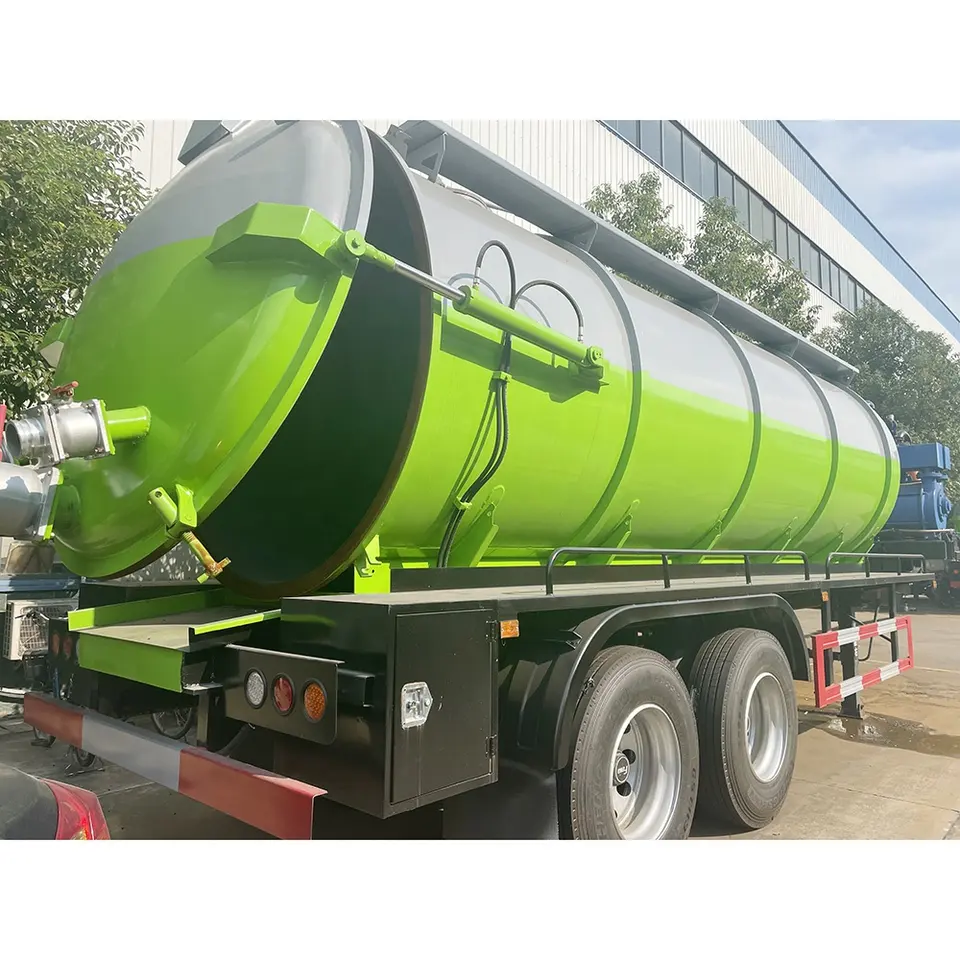2 Axles 26cbm 26000 Liters Vacuum Sewage Suction Tank Trailers with Diesel Generator