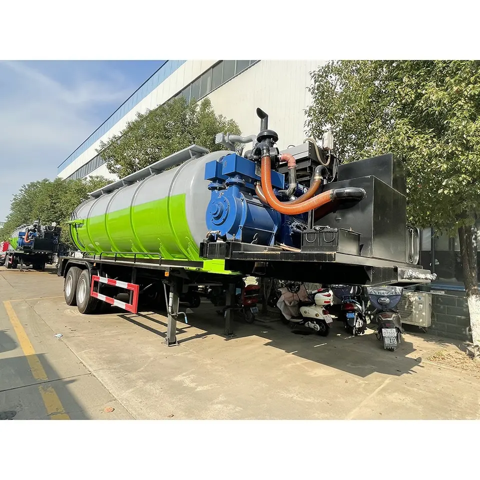 2 Axles 26cbm 26000 Liters Vacuum Sewage Suction Tank Trailers with Diesel Generator