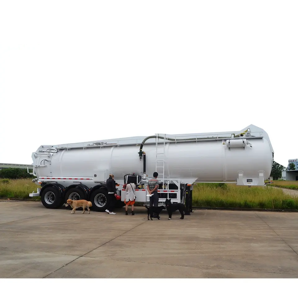 3 Axles 30cbm 30000 Liters Vacuum Sewage Suction Tank Trailers