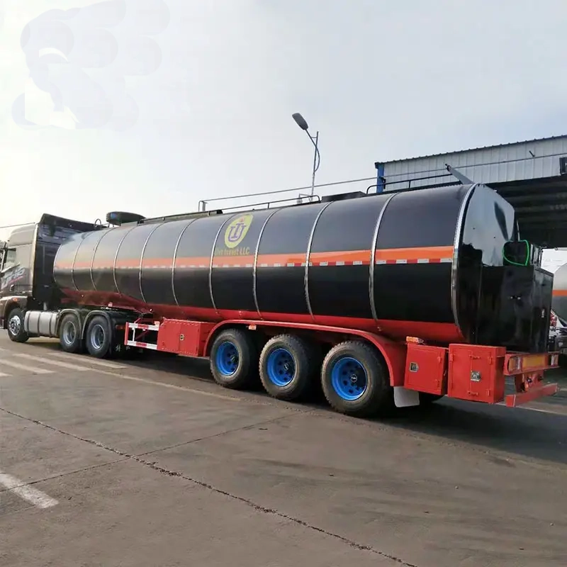 3 Axles 40cbm Insulated Asphalt Transport Tank Semi Trailer with Heating System Burners