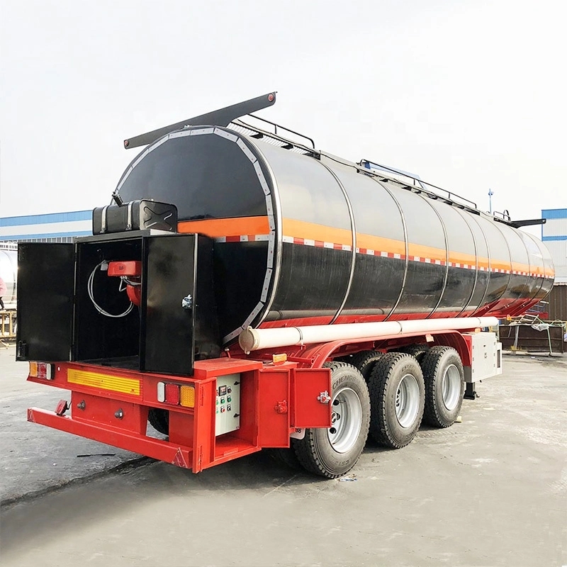 3 Axles 50cbm Insulated Asphalt Transport Tank Semi Trailer with Heating System Burners