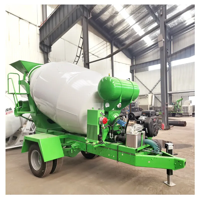 Portable 6 Cbm Concrete Mixer Semi Trailer