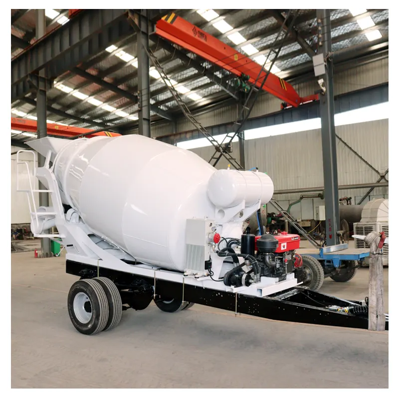 Portable 6 Cbm Concrete Mixer Semi Trailer
