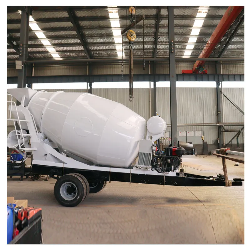 Portable 6 Cbm Concrete Mixer Semi Trailer