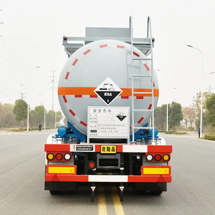 3 Axles 35cbm Sodium Hydroxide Tank Trailer with PE Inner Lining