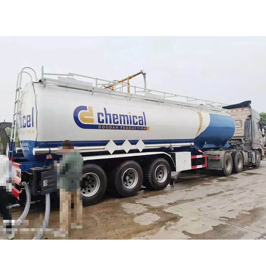 3-Axle 32000L Chemical Semi-Trailer High Concentration Sulfuric Acid Transport Tank Semi-Trailer with PE Inner Lining