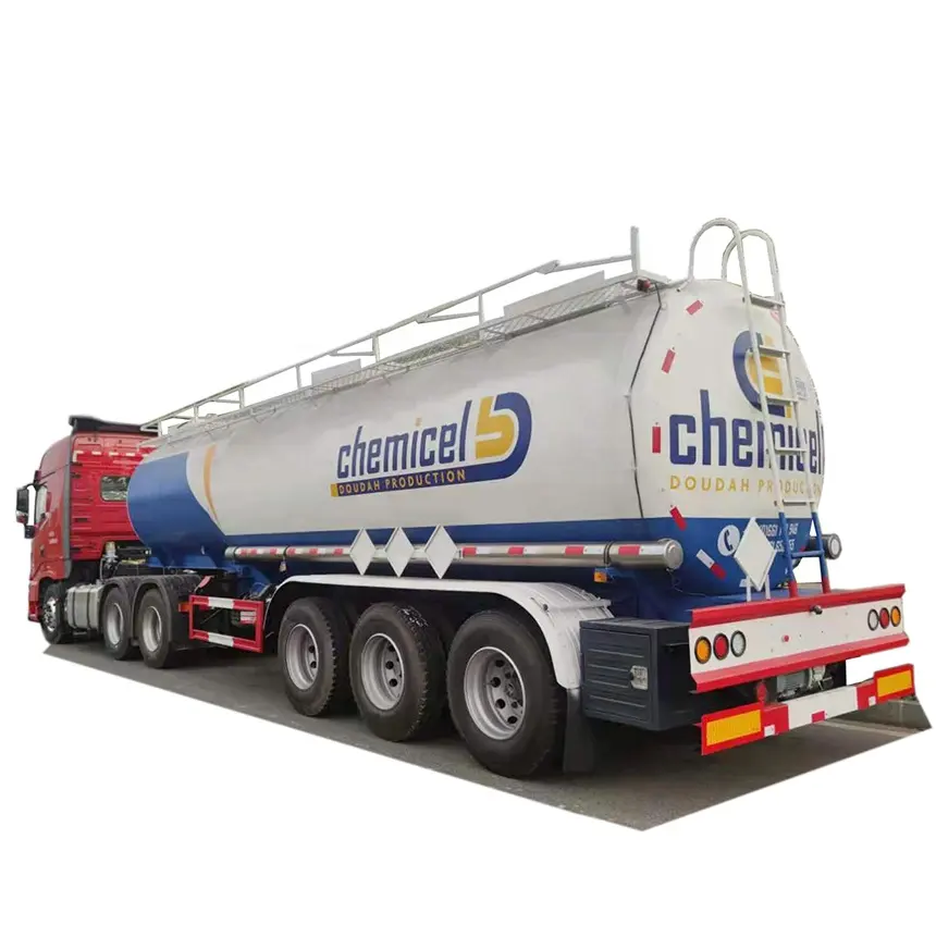 3-Axle 32000L Chemical Semi-Trailer High Concentration Sulfuric Acid Transport Tank Semi-Trailer with PE Inner Lining