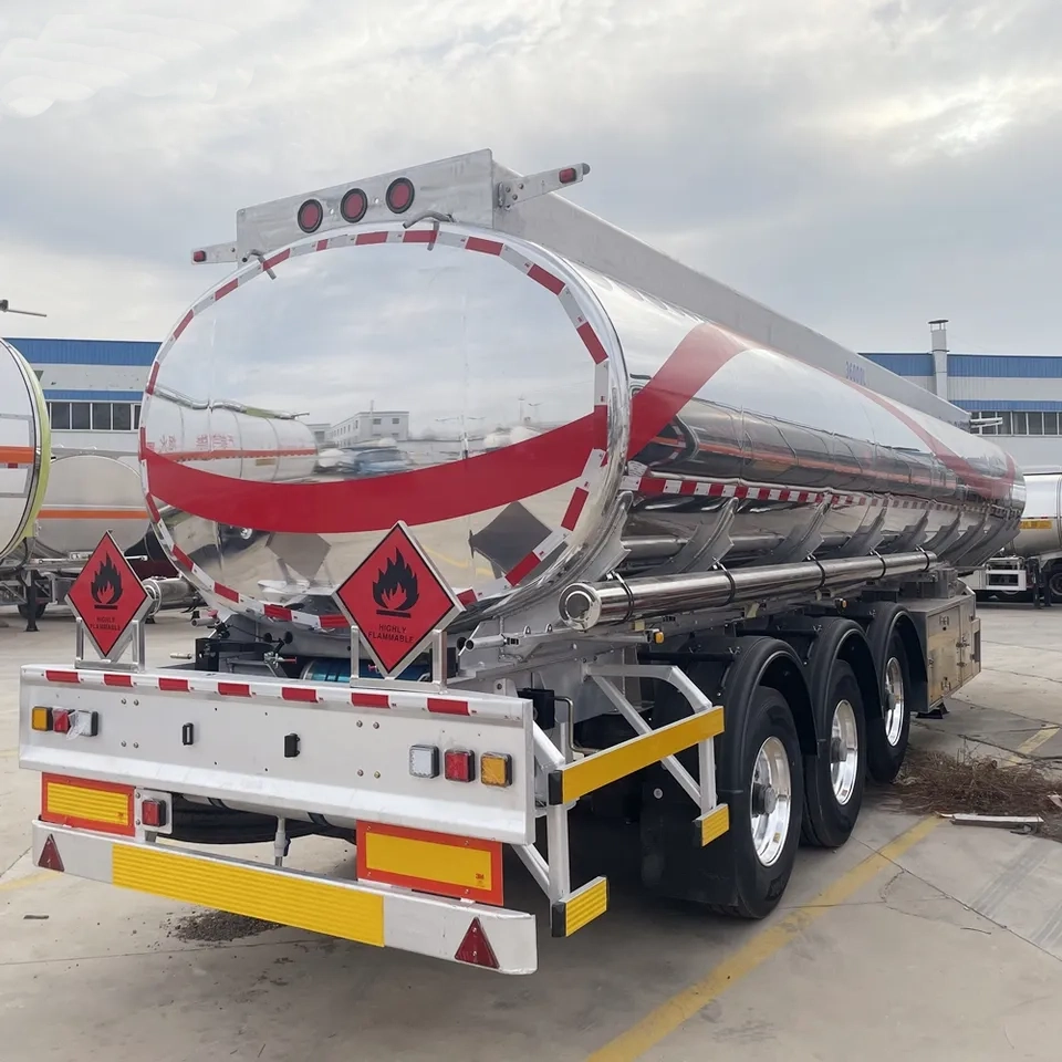 3 Axles 9200gal 35000 Liters Aluminum Alloy Mirror Face Diesel Oil Tanker Trailer