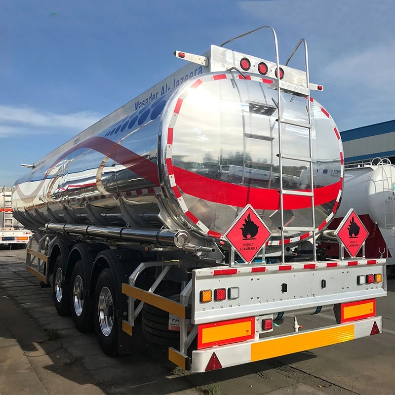 3 Axles 9200gal 35000 Liters Aluminum Alloy Mirror Face Diesel Oil Tanker Trailer