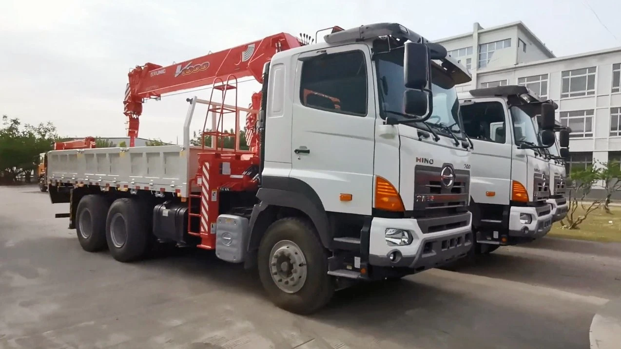 Hino 6X4 10Wheels Cargo Truck with Xugong 14ton Straight Boom Crane